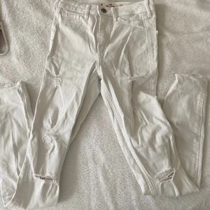 Hollister white ripped jeans